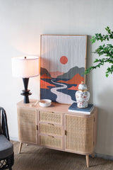 D15x26.7' Black Aluminum Table Lamp with Two Varying Round Accents and