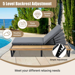Outdoor Chaise Lounge Chair Set of 2 with 5-Position Adjustable