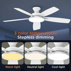 52 Inch Ceiling Fans with Lights,Remote Control Multifunctional Quiet