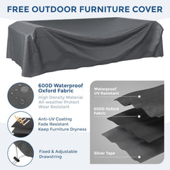 Patio Furniture Set, 7-Piece Outdoor Sectional with Waterproof Cover,