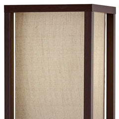 63" Black And White Solid Wood Column Floor Lamp With White Fabric