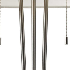 Stylish Triple Pole Brushed Steel Metal Table Lamp