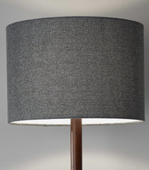 59" Natural Solid Wood Floor Lamp With White Linen Drum Shade