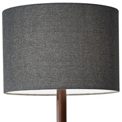59" Natural Solid Wood Floor Lamp With White Linen Drum Shade