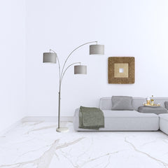 Three Light Floor Lamp Brass Metal Arc Arms