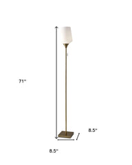 71" Brass Metal Torchiere Floor Lamp With White Glass Novelty Shade