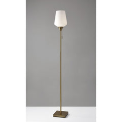 71" Brass Metal Torchiere Floor Lamp With White Glass Novelty Shade