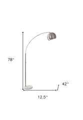 78" Brass Metal Arc Floor Lamp With Brass Metal Bowl Shade
