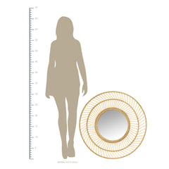 31.5 Boho Casual Woven Wicker Wall Mirror