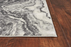 5inchesx8inches Ivory Grey Machine Woven Marble Indoor Area Rug