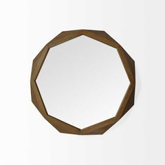 32" Octagon Wooden Frame Wall Mirror