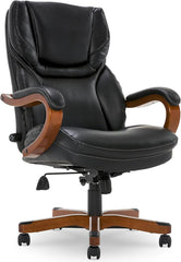 Big and Tall Executive Office Chair with Wood Accents, Adjustable High