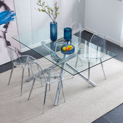 Modern minimalist transparent dining chair, plastic chair, armless