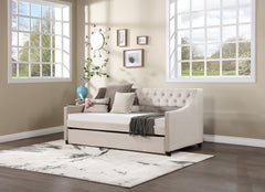 Daybed with Trundle Upholstered Tufted Sofa Bed, with Button and