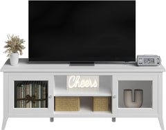 TV Stand - 55-Inch Storage Cabinet with 2 Cubbies and 2 Shelves -