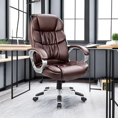 Office Chair High Back Computer Chair Ergonomic Desk Chair, PU Leather