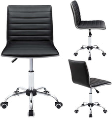 Mid Back Task Chair, Low Back Leather Swivel Office Chair, Vanity