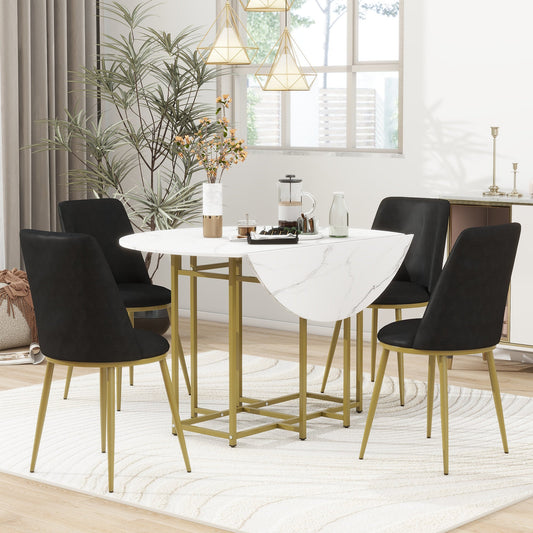 Space-Saving 5-Piece Extendable Kitchen Dining Table Set for Small