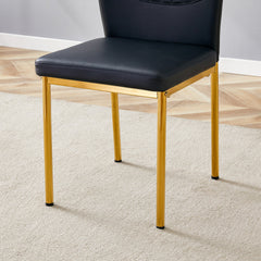 Luxury Simple Chair Set of 4 Black PU High Resilience Dining Chair