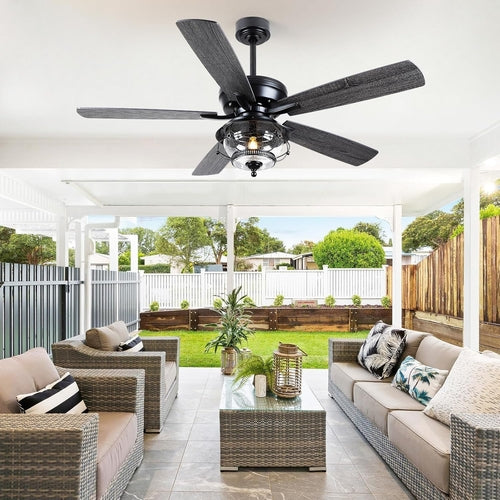 Outdoor Ceiling Fans with Light and Remote - 52 Inch Waterproof Wet
