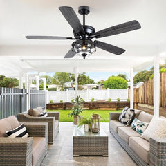 Outdoor Ceiling Fans with Light and Remote - 52 Inch Waterproof Wet