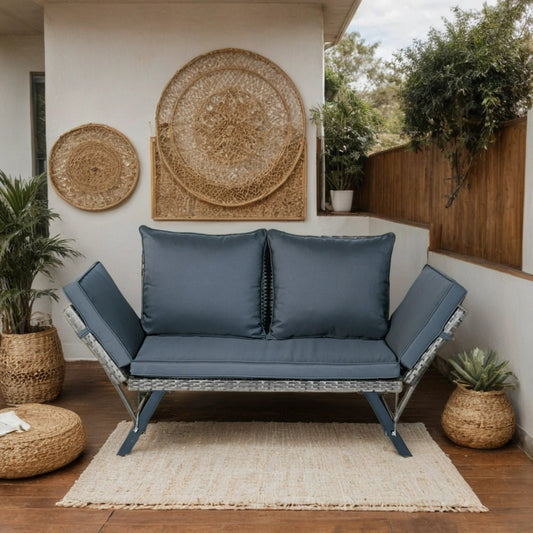 1 PCS Patio Wicker Side Foldable Bench Patio Backyard Conversation