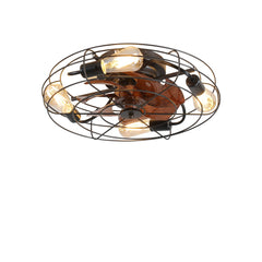Caged Ceiling Fan With Light, 20'' farmhouse Low Profile Ceiling fan