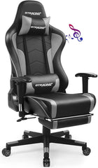 Gaming Chair with Footrest Speakers Video Game Chair Bluetooth Music