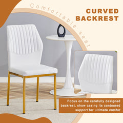4-Piece Dining Set with 36.6'' Round Tempered Glass Table & White-Gold