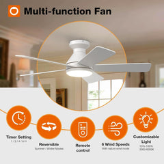 Ceiling Fans with Lights, 42 Inch Low Profile Ceiling Fan with Light