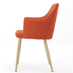 Mid Century Modern Fabric Upholstered Dining Chairs Armchairs in Muted