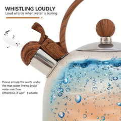 2.5L Stainless Steel Whistling Tea Kettle with Natural Stone Finish