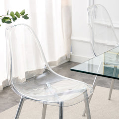 Modern minimalist transparent dining chair, plastic chair, armless