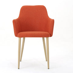 Mid Century Modern Fabric Upholstered Dining Chairs Armchairs in Muted