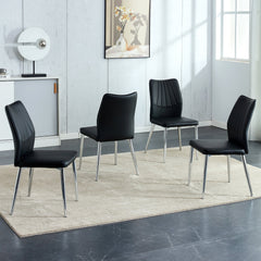 Modern Middle Ages Style Black Dining Chairs with PU Cushions and