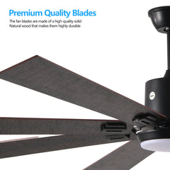 Walnut LED Ceiling Fan Light with 8 Wooden Blades, Remote Control,