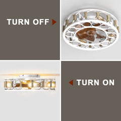 Caged Ceiling Fan with Lights Remote Control,Semi -embedded Modern