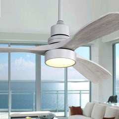 52 Inch Ceiling Fan with Lights, Low Profile Flush Mount Mordern Wood