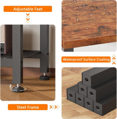 TV Stand, Small TV Console Table with 3-Tier Storage Shelves,