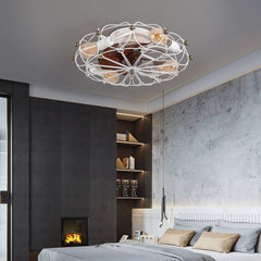 Low Profile Caged Ceiling Fan with Lights Remote Control, Embedded
