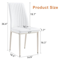 Modern white dining chair, made of high backrest PU material and