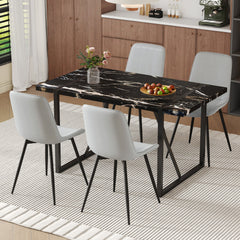 Table and chair set.Modern Black Marble Pattern MDF Dining Table