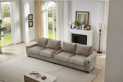 Modern 4-Seater Corduroy Sofa Couch with USB Ports, Hidden Storage