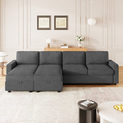 Modern Convertible Sectional Sofa with Storage Chaise Lounges and USB