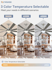 72 Inch Brushed Nickel Modern Ceiling Fans with Lights and Remote,