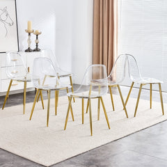 Modern minimalist transparent dining chair, plastic chair, armless