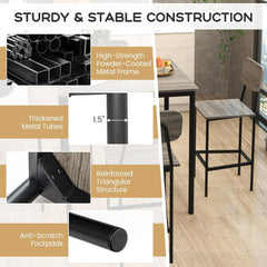 5-Piece Dining Table Set W/Counter Height Table & 4 Bar Stools, Modern