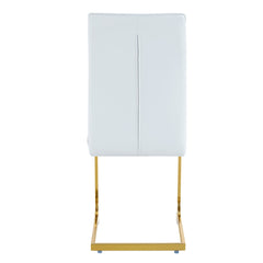 Luxury Simple Arch Chair Set of 6 - White PU Dining Chair with Gold