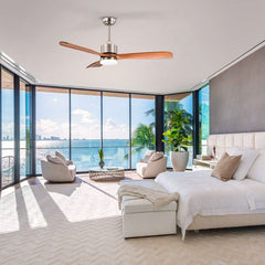 52 Inch Reversible Ceiling Fan with LED Light and Adjustable