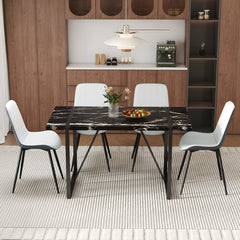 Table and chair set.Modern Black Marble Pattern MDF Dining Table